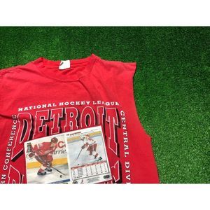 Vintage 1996 Detroit Redwings Central Division Hockey Mens Red Tank Top Large